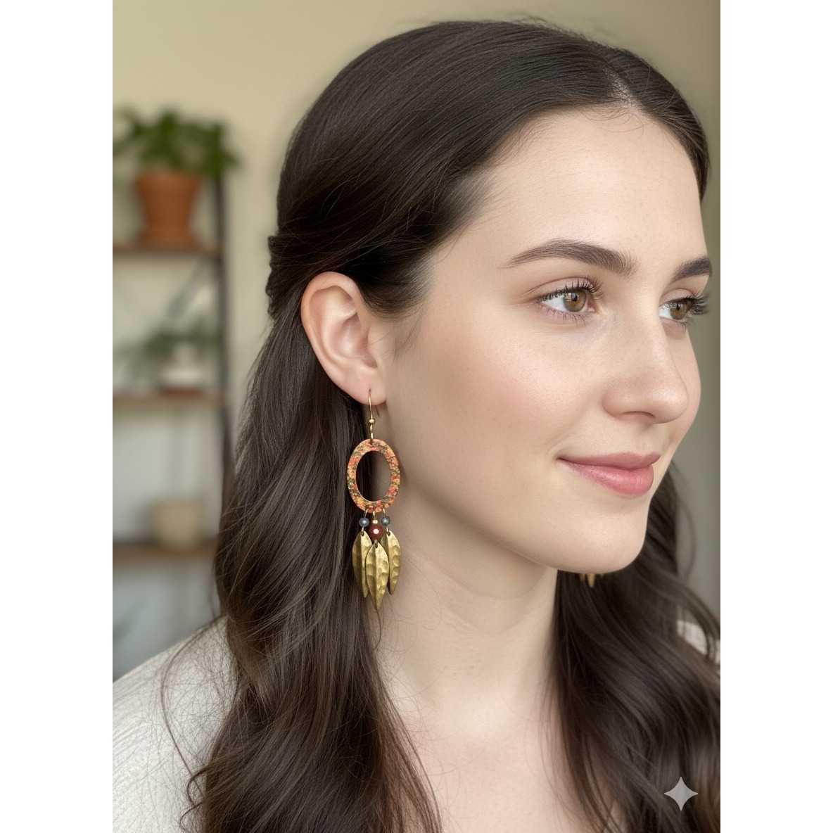 Nwt! Silver Forest Handcrafted Leaf Earrings 18k Gold Overlay Surgical Steel